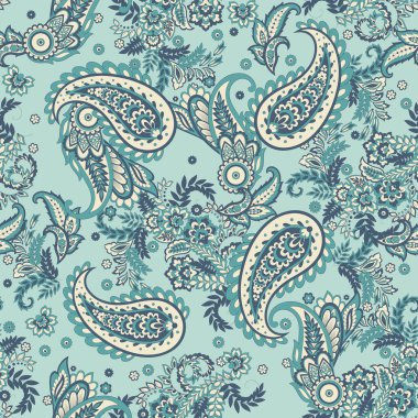 Çiçeksiz Asyalı Tekstil Geçmişi. Vektör Paisley Deseni