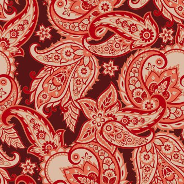 Şal desenli, desensiz bir süs. Çiçek dekoru süsleyin. Vektör illüstrasyonu