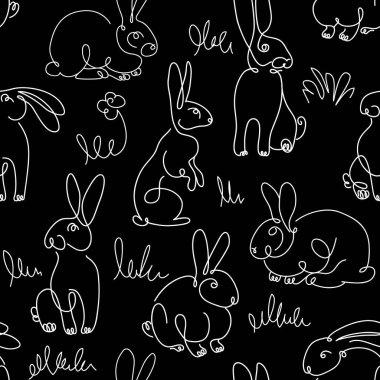 Tavşanları kusursuz bir şekilde çizen bir çizgi. Paskalya arkaplanı