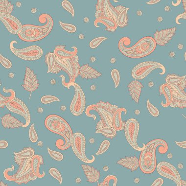 Paisley vektör kusursuz desen. Muhteşem çiçek, yapraklar. Batik tarzı resim. Eski arkaplan