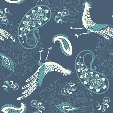 Bird ve Floral Paisley desenleri, her amaç için harika bir vektör tasarımı. Kusursuz arkaplan