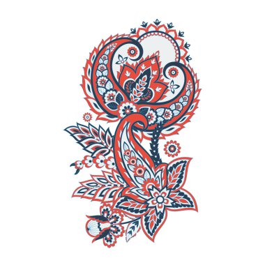 Damask Çiçekli Paisley vektör desenini izole etti