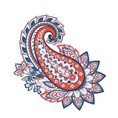 Damask Çiçekli Paisley vektör desenini izole etti
