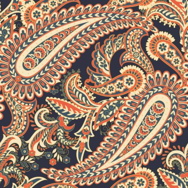 Şal desensiz vektör deseni. Batik biçiminde vintage arkaplan