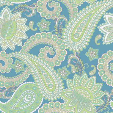 Paisley vektör kusursuz desen. Muhteşem çiçek, yapraklar. Batik tarzı resim. Eski model arka gruplama