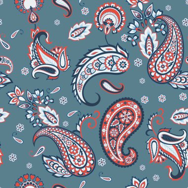 Paisley vektör seamless modeli. Fantastik çiçek yaprakları. Tekstil bohem Yazdır. Batik boyama. Vintage