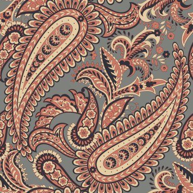 Şal desensiz vektör deseni. Batik biçiminde vintage arkaplan