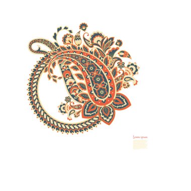 Paisley izole edilmiş. Tasarım için izole edilmiş desenli kart. Çiçek vektör deseni. Nakış işleme çiçek vektör deseni.