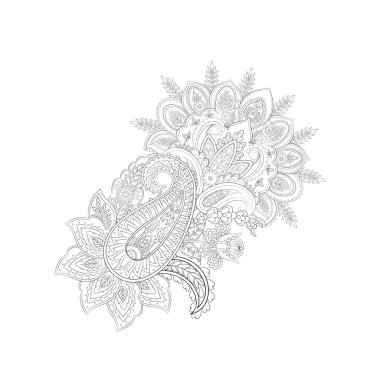 Paisley vektör izole desen. Damask biçimi Vintage illüstrasyonu