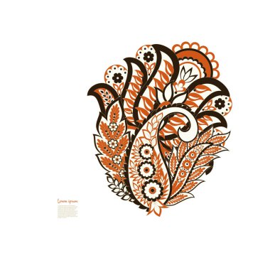 Paisley vektör izole desen. Batik stilinde klasik çiçek illüstrasyonu