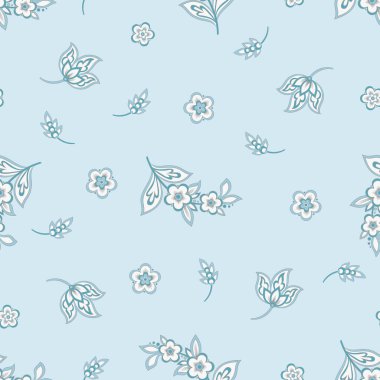 Etnik çiçekler ve yaprak ile kusursuz bir desen, klasik tarzda vektör çiçekli illüstrasyon