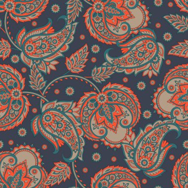 Şalsız desenli. Damask renkli vektör tekstil arkaplanı