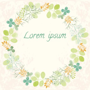 Sulu Boya yuvarlak çerçeve çiçek