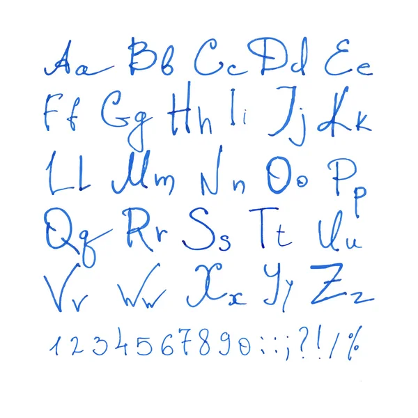 Alfabeto e numeri disegnati a mano — Vettoriale Stock