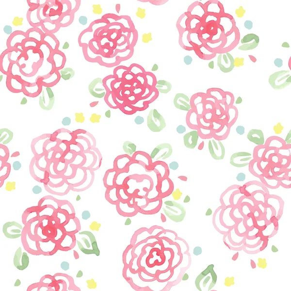 水彩画の花のシームレスなパターン — ストックベクタ
