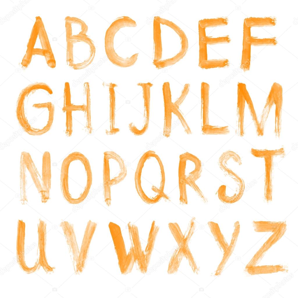 Alphabet letters written with brush. Vector illustration
