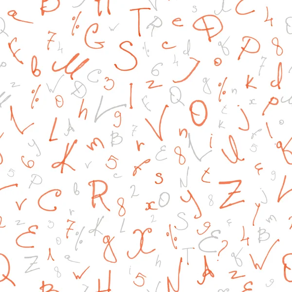 Hand getrokken letters en cijfers — Stockvector