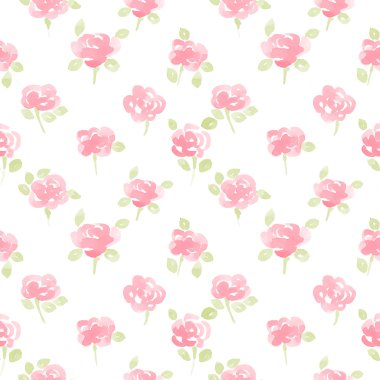 Suluboya çiçek ve yaprakları desen