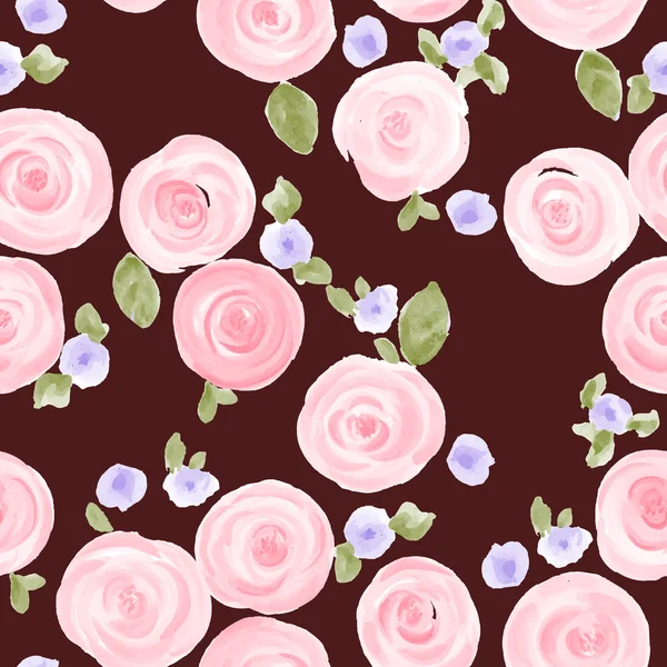 Aquarelle roses et petites fleurs — Image vectorielle