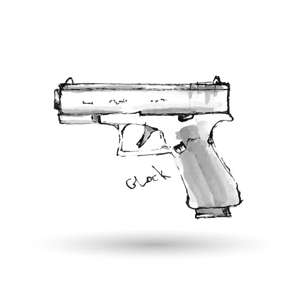 Hand drawn pistol Glock — Stock Vector