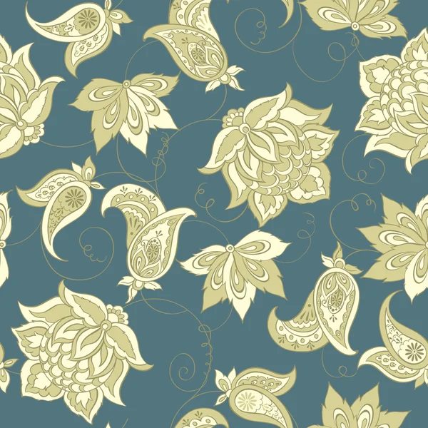 Motif sans couture paisley floral — Image vectorielle