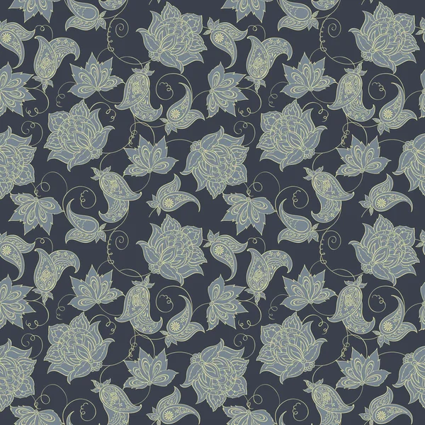 Motif sans couture paisley floral — Image vectorielle