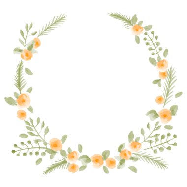 Sulu Boya yuvarlak çerçeve çiçek