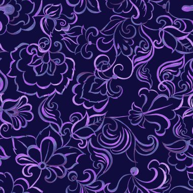 suluboya çiçek seamless modeli