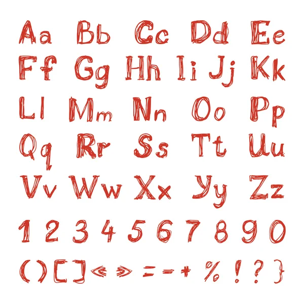 Handgezeichnete Buchstaben und Zahlen — Stockvektor