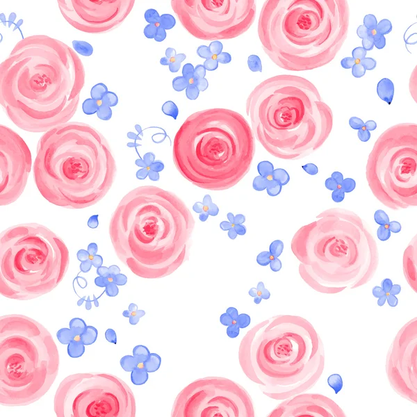 Acuarela rosas y florecitas — Vector de stock