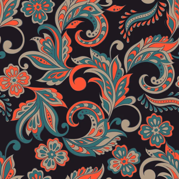 Patroon met bloemen in Indiase stijl — Stockvector