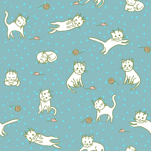 Cats Seamless Pattern — Stock Vector