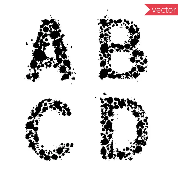 Lettere decorative A, B, C, D — Vettoriale Stock