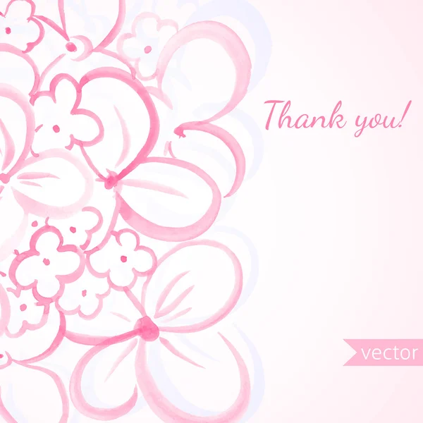 Tarjeta de agradecimiento con flores — Vector de stock