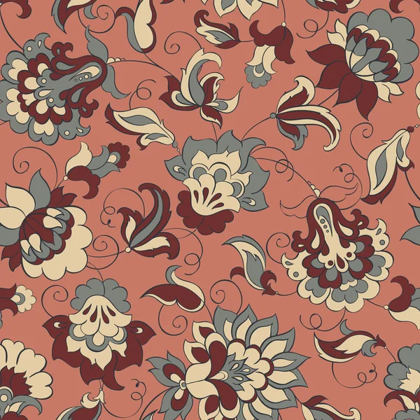 Motif avec des fleurs ethniques — Image vectorielle