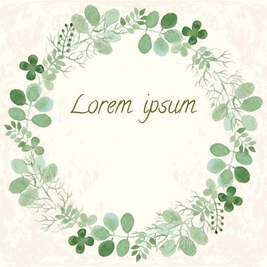 Sulu Boya yuvarlak çerçeve çiçek