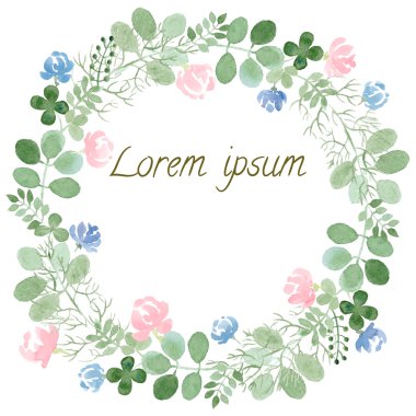 Suluboya yaprak ve çiçek