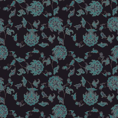 Mavi etnik çiçekler