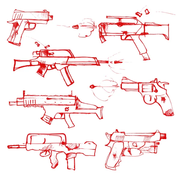 Aantal hand getrokken wapens — Stockvector