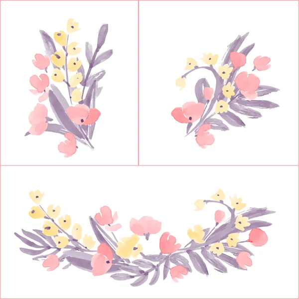 Composición de flores y hojas — Vector de stock