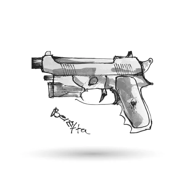 Hand drawn pistol — Stock Vector