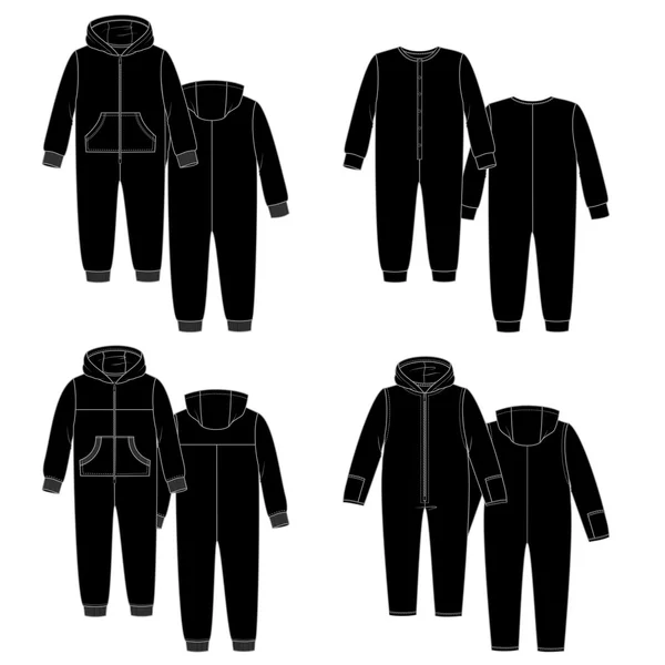 Vector sketch. Four overalls. — Stock Vector