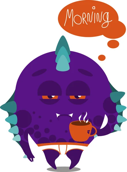 Monstruo con una taza — Vector de stock