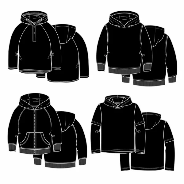 Cuatro sudaderas con capucha — Vector de stock