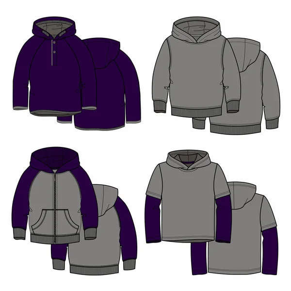 Paarse hoodies — Stockvector