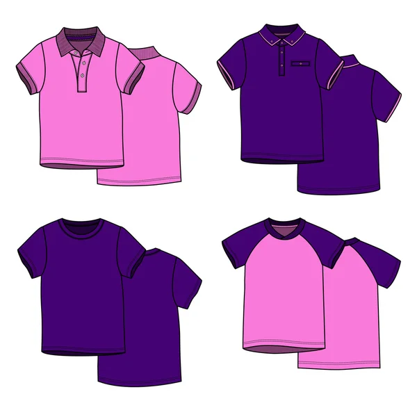 粉红色和紫色的 t 恤 — 图库矢量图片