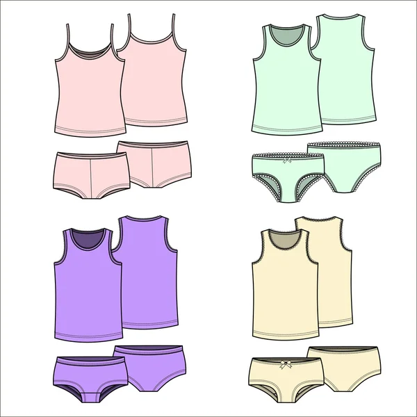 Camisetas y ropa interior. Color. — Vector de stock