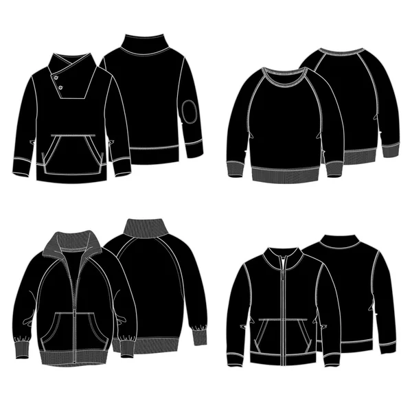 Hoodies 3 svart — Stock vektor