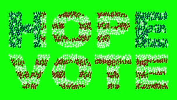 Grote groep handen bijeen om te vormen van de tekst "Hope Vote" met kleuren Usa vlag — Stockvideo