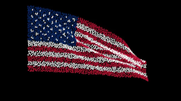 Американський прапор махав на вітрі, що складається з набору руки на чорному тлі. Вибори символ. — стокове фото
